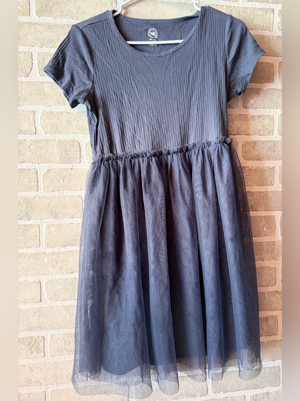 wonder nation Navy Short-Sleeve Tulle Party Dress